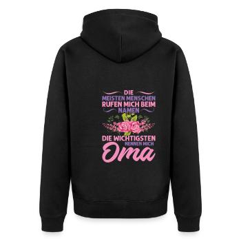 Grossmutter Oma Omas Geschenk - Unisex Premium Bio Zip Hoodie - Schwarz - Hinten - Nico (187cm)