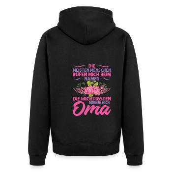 Grossmutter Oma Omas Geschenk - Unisex Premium Bio Zip Hoodie - Schwarz - Hinten - Nico (187cm)