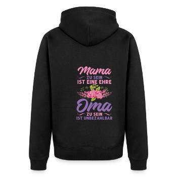 Grossmutter Oma Omas Geschenk - Unisex Premium Bio Zip Hoodie - Schwarz - Hinten - Nico (187cm)