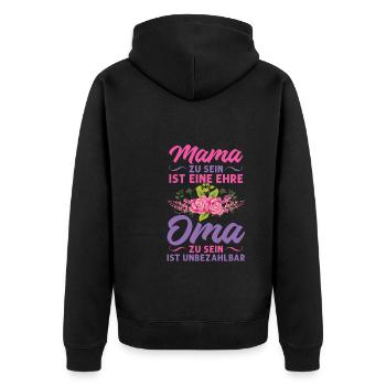Grossmutter Oma Omas Geschenk - Unisex Premium Bio Zip Hoodie - Schwarz - Hinten - Nico (187cm)