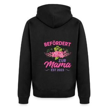 Mutter Mama Tochter Geschenk - Unisex Premium Bio Zip Hoodie - Schwarz - Hinten - Nico (187cm)