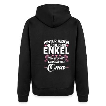 Grossmutter Oma Omas Geschenk - Unisex Premium Bio Zip Hoodie - Schwarz - Hinten - Nico (187cm)