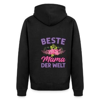 Mutter Mama Tochter Geschenk - Unisex Premium Bio Zip Hoodie - Schwarz - Hinten - Nico (187cm)