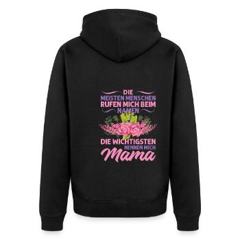Mutter Mama Tochter Geschenk - Unisex Premium Bio Zip Hoodie - Schwarz - Hinten - Nico (187cm)