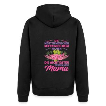Mutter Mama Tochter Geschenk - Unisex Premium Bio Zip Hoodie - Schwarz - Hinten - Nico (187cm)