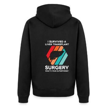 Lebertransplantation Chirurgie Lebertransplantatio - Unisex Premium Bio Zip Hoodie - Schwarz - Hinten - Nico (187cm)