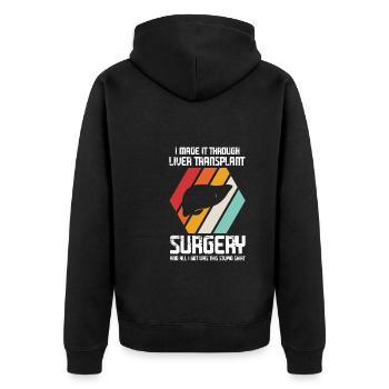 Lebertransplantation Chirurgie Lebertransplantatio - Unisex Premium Bio Zip Hoodie - Schwarz - Hinten - Nico (187cm)