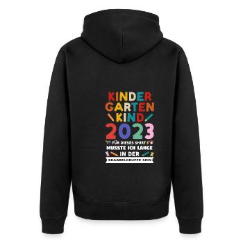 Kindergarten 2023 Anfang Kita-Anfang Geschenk - Unisex Premium Bio Zip Hoodie - Schwarz - Hinten - Nico (187cm)