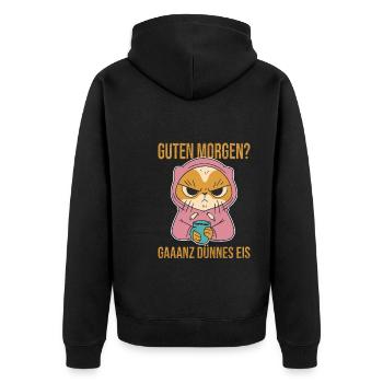 Guten Morgen? Ganz Dünnes Eis! - Unisex Premium Bio Zip Hoodie - Schwarz - Hinten - Nico (187cm)