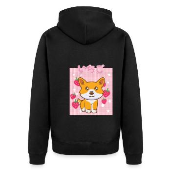 Cottagecore Erdbeermilch Otaku Anime Japanischer M - Unisex Premium Bio Zip Hoodie - Schwarz - Hinten - Nico (187cm)