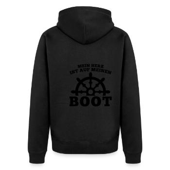 Boot Kapitän booten Geschenk - Unisex Premium Bio Zip Hoodie - Schwarz - Hinten - Nico (187cm)