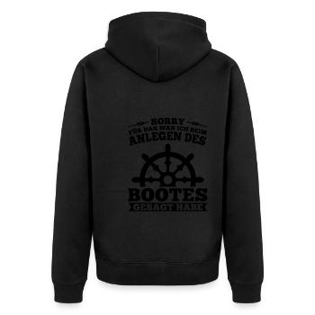 Boot Kapitän booten Geschenk - Unisex Premium Bio Zip Hoodie - Schwarz - Hinten - Nico (187cm)