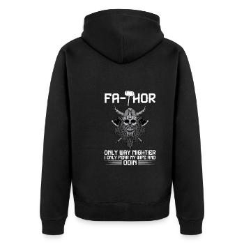papa Vater Vater Tag Geschenk - Unisex Premium Bio Zip Hoodie - Schwarz - Hinten - Nico (187cm)
