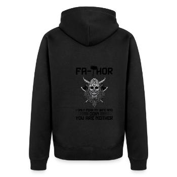 papa Vater Vater Tag Geschenk - Unisex Premium Bio Zip Hoodie - Schwarz - Hinten - Nico (187cm)