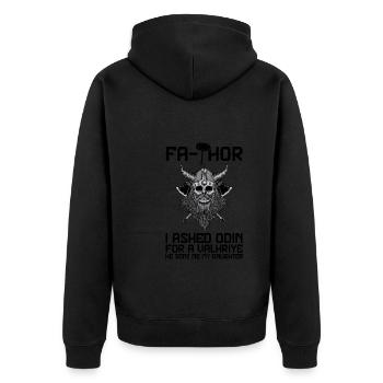 papa Vater Vater Tag Geschenk - Unisex Premium Bio Zip Hoodie - Schwarz - Hinten - Nico (187cm)