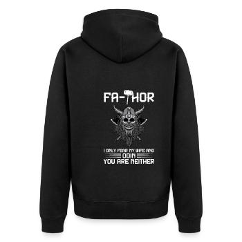 papa Vater Vater Tag Geschenk - Unisex Premium Bio Zip Hoodie - Schwarz - Hinten - Nico (187cm)
