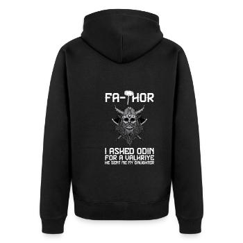 papa Vater Vater Tag Geschenk - Unisex Premium Bio Zip Hoodie - Schwarz - Hinten - Nico (187cm)