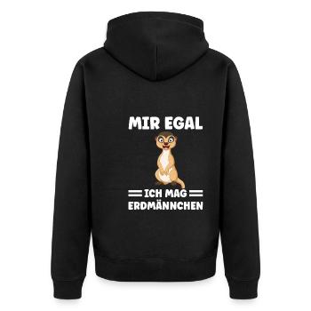 Tiere Erdmännchen Erdmännchene Geschenk - Unisex Premium Bio Zip Hoodie - Schwarz - Hinten - Nico (187cm)