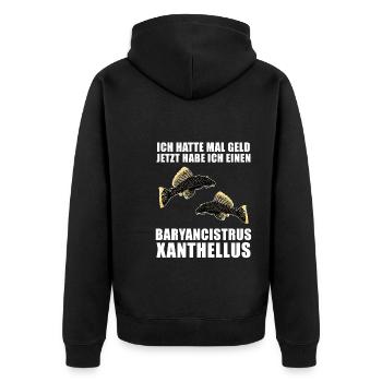 Fish Baryancistrus Xanthellus Fisher Geschenk - Unisex Premium Bio Zip Hoodie - Schwarz - Hinten - Nico (187cm)
