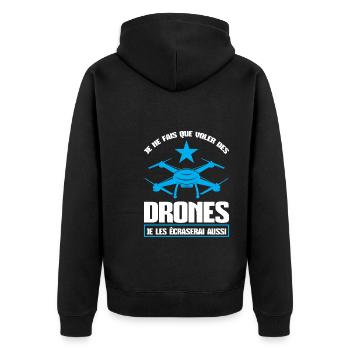 Drohne drones quadrocopter Geschenk - Unisex Premium Bio Zip Hoodie - Schwarz - Hinten - Nico (187cm)