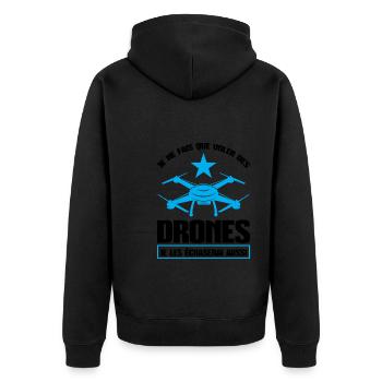 Drohne drones quadrocopter Geschenk - Unisex Premium Bio Zip Hoodie - Schwarz - Hinten - Nico (187cm)