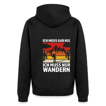 Wandern Berge Bergsteiger Geschenk - Unisex Premium Bio Zip Hoodie - Schwarz - Hinten - Nico (187cm)