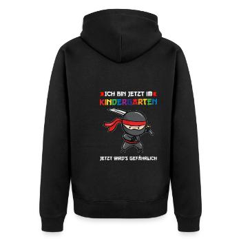 Kindergarten Ninja Kita Geschenk - Unisex Premium Bio Zip Hoodie - Schwarz - Hinten - Nico (187cm)