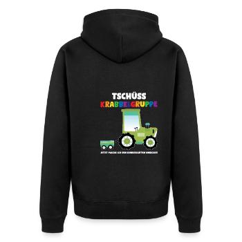 Kindergarten Traktor Kindergartenanfänger Geschenk - Unisex Premium Bio Zip Hoodie - Schwarz - Hinten - Nico (187cm)