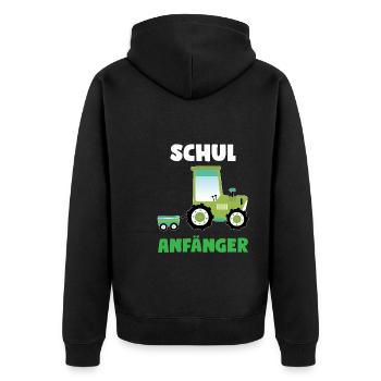 Schulkind Traktor Einschulung Geschenk - Unisex Premium Bio Zip Hoodie - Schwarz - Hinten - Nico (187cm)