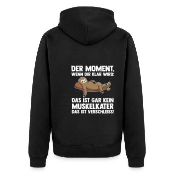 Faultier Sarkasmus Faultiere Geschenk - Unisex Premium Bio Zip Hoodie - Schwarz - Hinten - Nico (187cm)