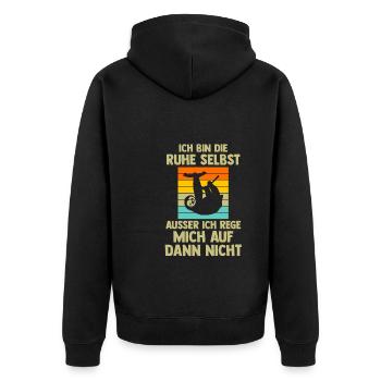 Faultier Sarkasmus Sarkastisch Geschenk - Unisex Premium Bio Zip Hoodie - Schwarz - Hinten - Nico (187cm)