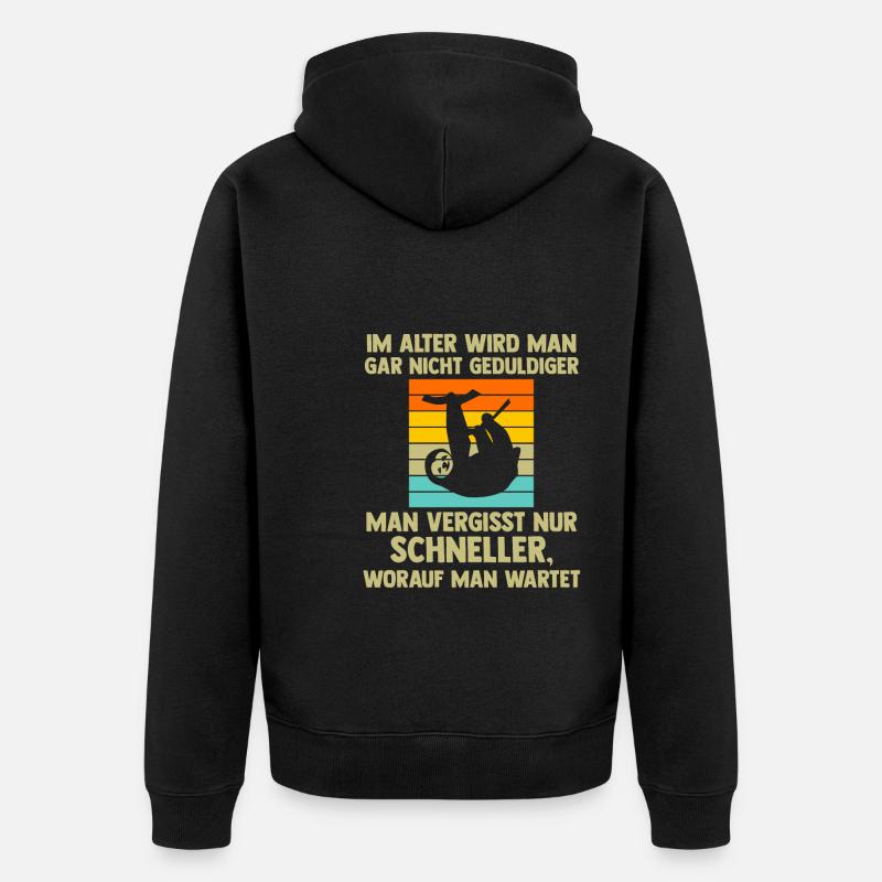 Faultier Sarkasmus Sarkastisch Geschenk - Unisex Premium Bio Zip Hoodie - Schwarz
