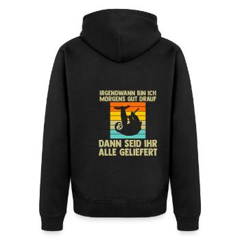 Faultier Sarkasmus Faultiere Geschenk - Unisex Premium Bio Zip Hoodie - Schwarz - Hinten - Nico (187cm)