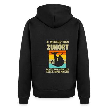 Faultier Sarkasmus Faultiere Geschenk - Unisex Premium Bio Zip Hoodie - Schwarz - Hinten - Nico (187cm)