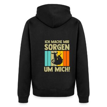 Faultier Sarkasmus Sarkastisch Geschenk - Unisex Premium Bio Zip Hoodie - Schwarz - Hinten - Nico (187cm)
