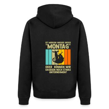 Faultier Sarkasmus Faultiere Geschenk - Unisex Premium Bio Zip Hoodie - Schwarz - Hinten - Nico (187cm)