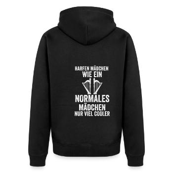 Harfe Mädchen Harfen Mädchen Geschenk - Unisex Premium Bio Zip Hoodie - Schwarz - Hinten - Nico (187cm)