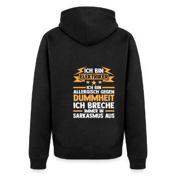 Elektriker Beruf Elektroarbeiter Geschenk - Unisex Premium Bio Zip Hoodie - Schwarz - Hinten - Nico (187cm)