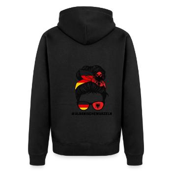 Deutsche Albanerin Albanisch Geschenk - Unisex Premium Bio Zip Hoodie - Schwarz - Hinten - Nico (187cm)