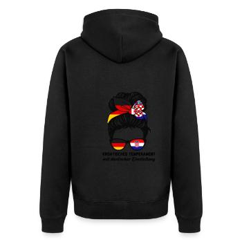 Deutsche Kroatin Deutsch Geschenk - Unisex Premium Bio Zip Hoodie - Schwarz - Hinten - Nico (187cm)