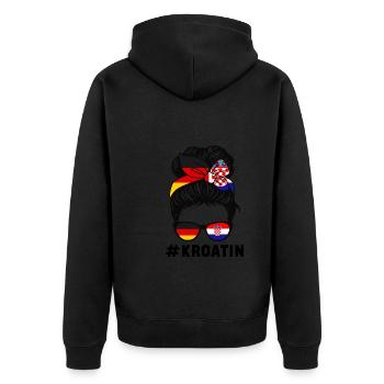 Deutsche Kroatin Deutsche Flagge Geschenk - Unisex Premium Bio Zip Hoodie - Schwarz - Hinten - Nico (187cm)