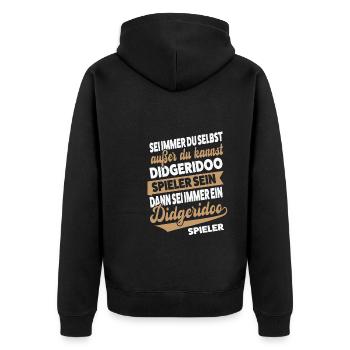 Didgeridoo Musiker Didgeridoospieler Geschenk - Unisex Premium Bio Zip Hoodie - Schwarz - Hinten - Nico (187cm)