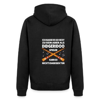 Didgeridoo Musiker Musiktherapie Geschenk - Unisex Premium Bio Zip Hoodie - Schwarz - Hinten - Nico (187cm)