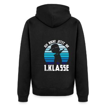 1.Klasse Dabbing Schulanfänger Geschenk - Unisex Premium Bio Zip Hoodie - Schwarz - Hinten - Nico (187cm)
