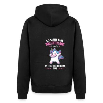 Krankenhaus Pflegefachfrau Pflegerin Geschenk - Unisex Premium Bio Zip Hoodie - Schwarz - Hinten - Nico (187cm)