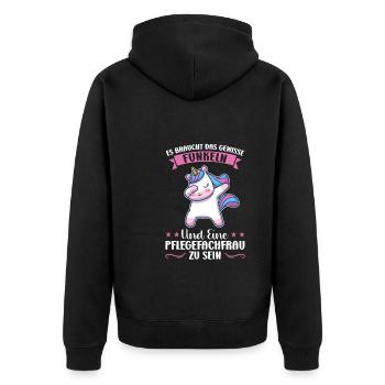 Krankenhaus Pflegefachfrau Pflegerin Geschenk - Unisex Premium Bio Zip Hoodie - Schwarz - Hinten - Nico (187cm)