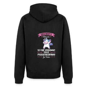 Krankenhaus Pflegefachfrau Pflegerin Geschenk - Unisex Premium Bio Zip Hoodie - Schwarz - Hinten - Nico (187cm)