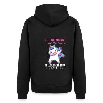Krankenhaus Pflegefachfrau Pflegerin Geschenk - Unisex Premium Bio Zip Hoodie - Schwarz - Hinten - Nico (187cm)