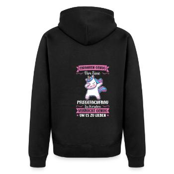 Krankenhaus Pflegefachfrau Pflegerin Geschenk - Unisex Premium Bio Zip Hoodie - Schwarz - Hinten - Nico (187cm)
