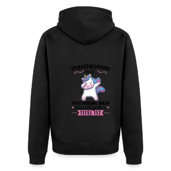 Krankenhaus Pflegefachfrau Pflegerin Geschenk - Unisex Premium Bio Zip Hoodie - Schwarz - Hinten - Nico (187cm)